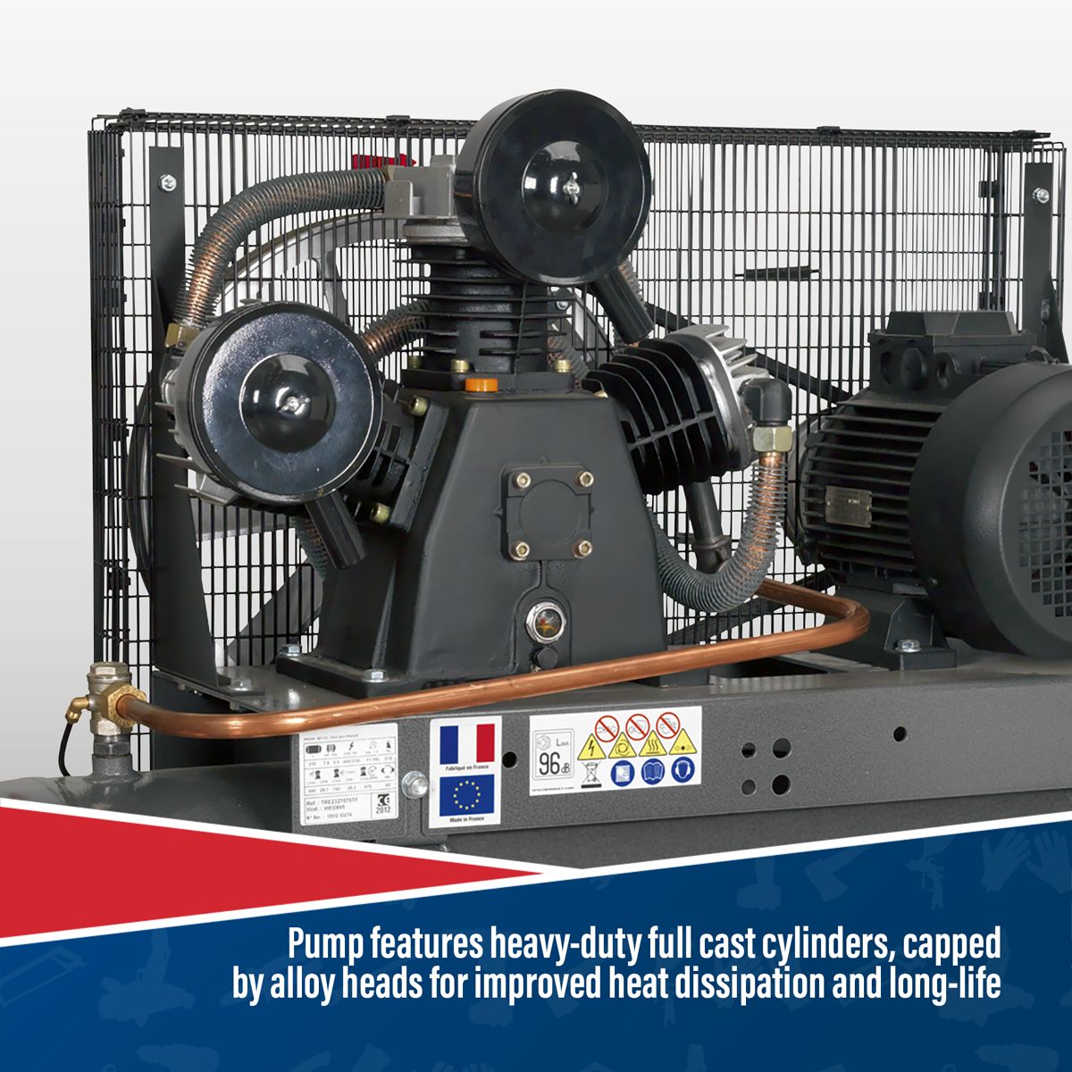 Sealey Premier 270L Belt Drive Air Compressor 7.5hp 3ph - Image 8