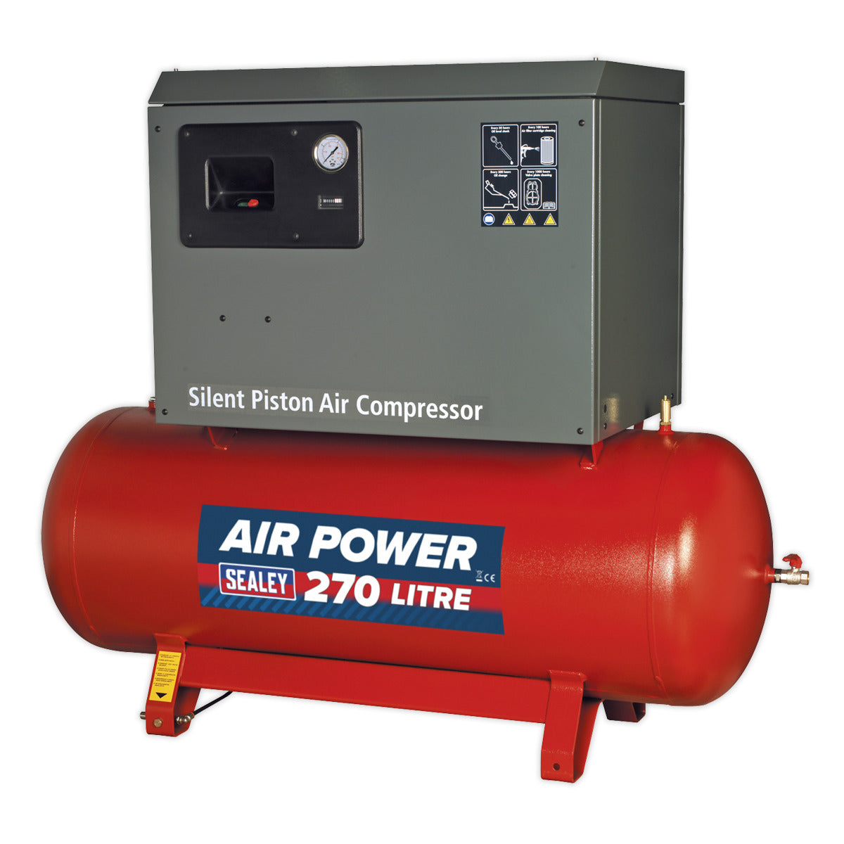 Sealey 270L Low Noise Belt Drive Air Compressor with Cast Cylinders 5.5hp 2-Stage SAC42755BLN