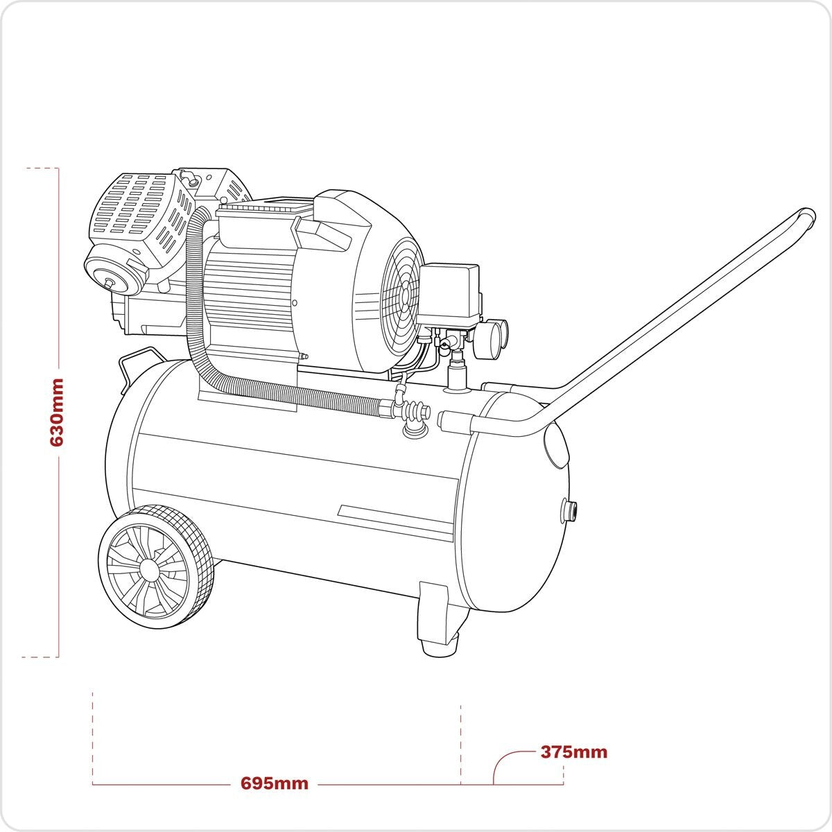 Sealey 50L V-Twin Direct Drive Air Compressor 3hp - Image 4