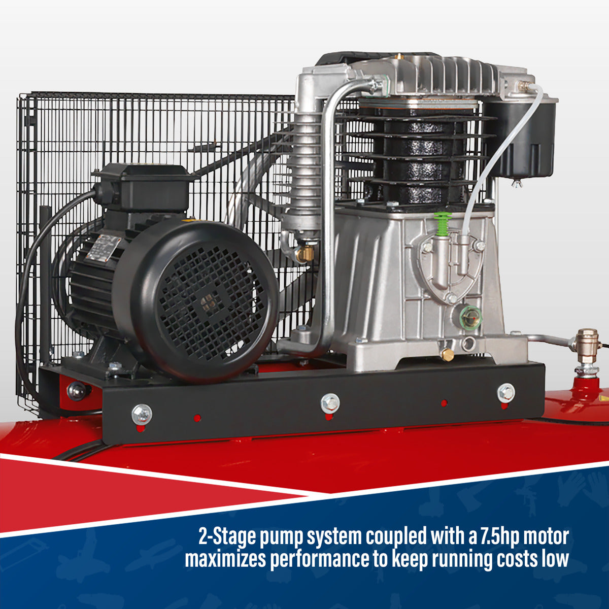 Sealey 500L Belt Drive Air Compressor with Cast Cylinders 7.5hp 2-Stage SAC55075B