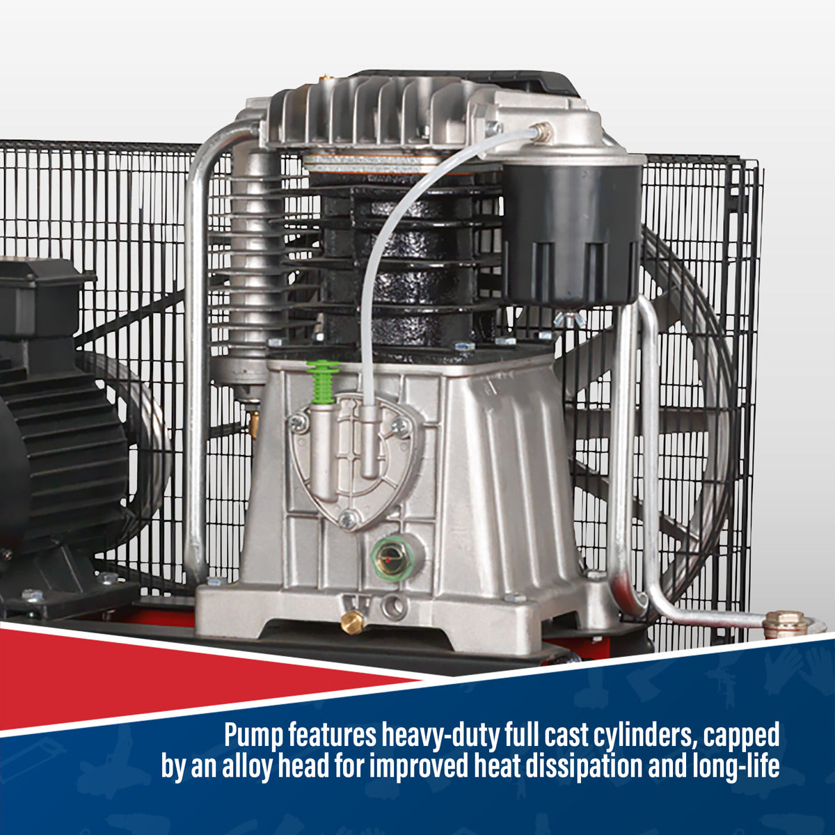 Sealey 500L Belt Drive Air Compressor with Cast Cylinders 7.5hp 2-Stage SAC55075B