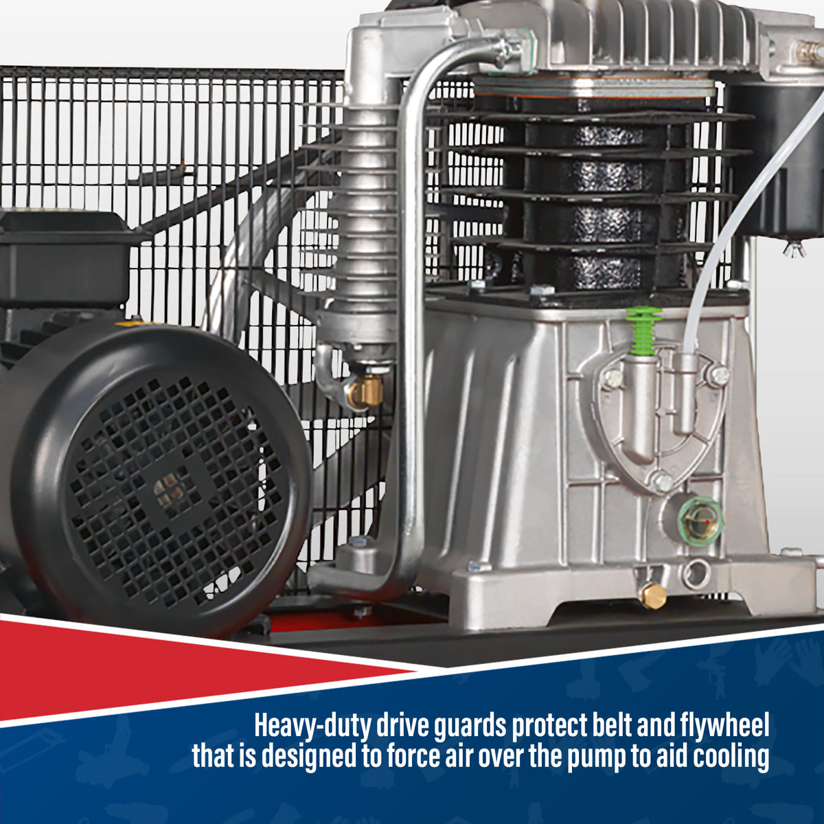 Sealey 500L Belt Drive Air Compressor with Cast Cylinders 7.5hp 2-Stage SAC55075B
