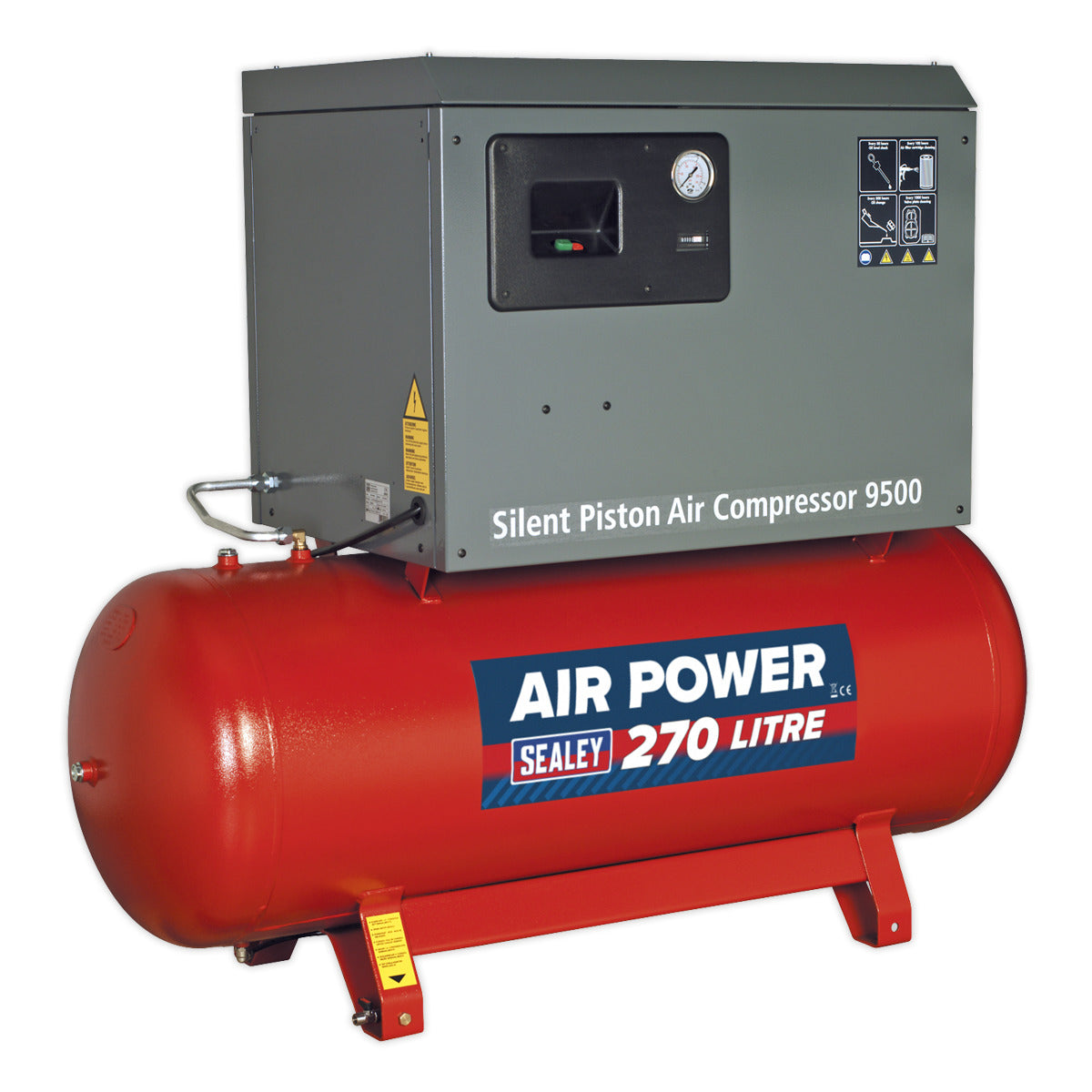 Sealey 270L Low Noise Belt Drive Air Compressor with Cast Cylinders 7.5hp 2-Stage SAC72775BLN