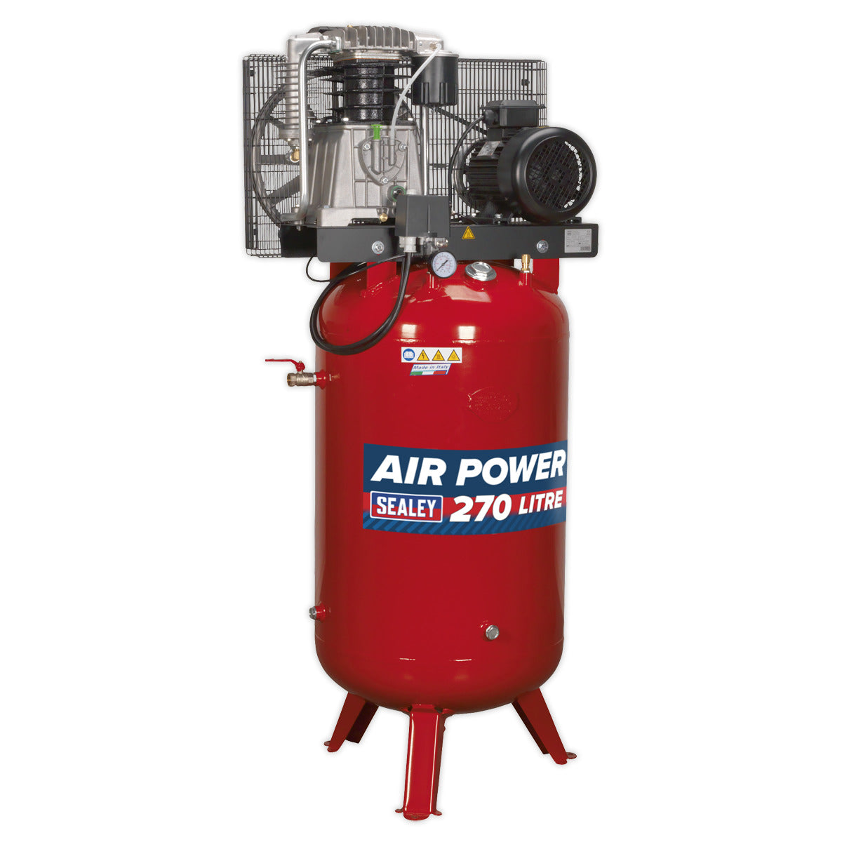 Sealey 270L Vertical Belt Drive Air Compressor with Cast Cylinders 7.5hp 2-Stage SACV52775B