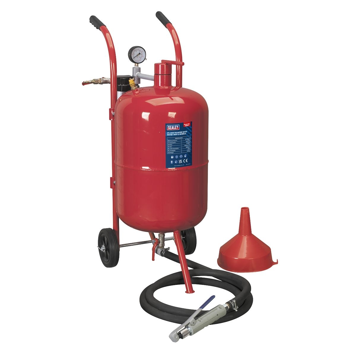 Sealey Shot Blaster with Water Trap & Wheels 37L - Image 1