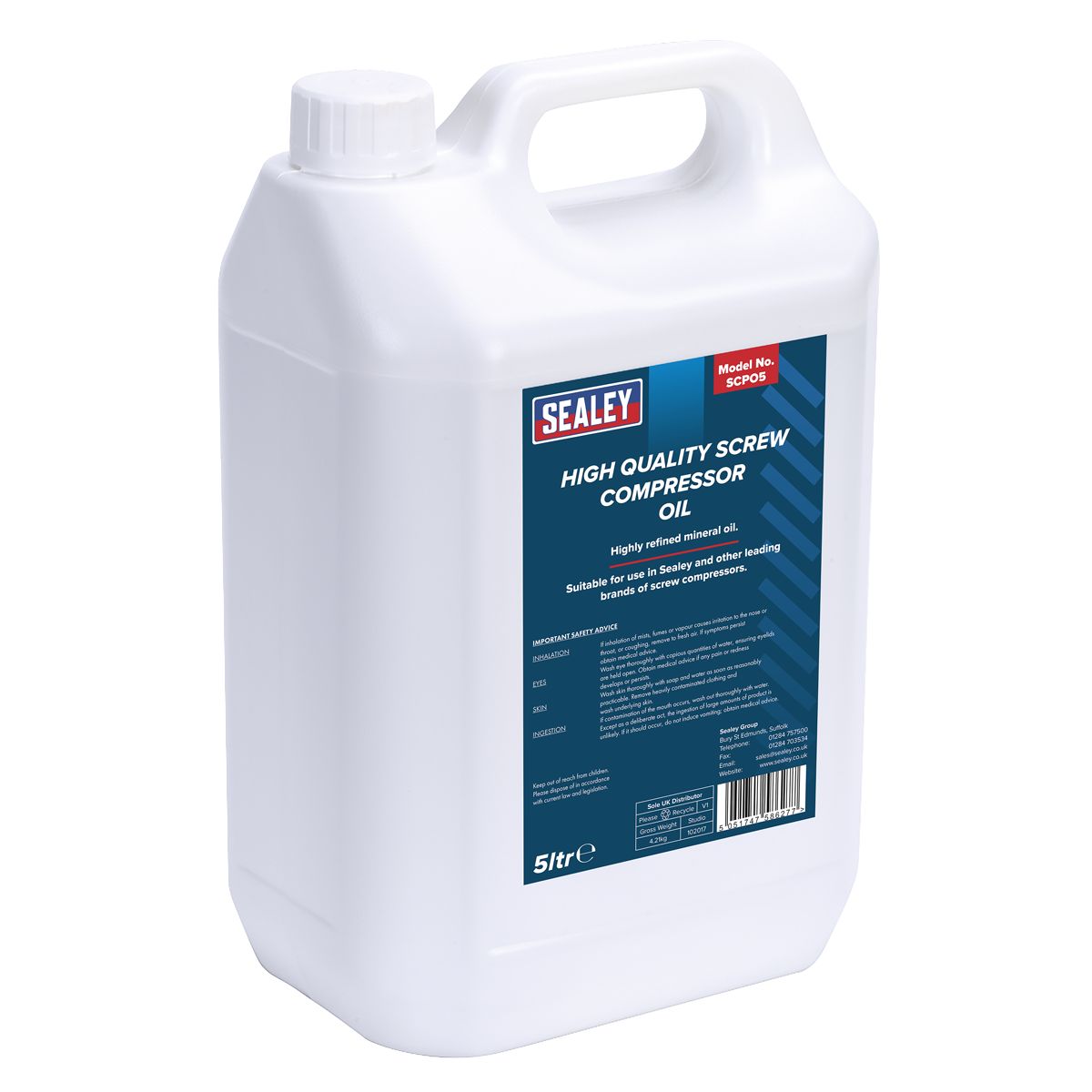 Sealey Screw Compressor Oil 5L - Image 1