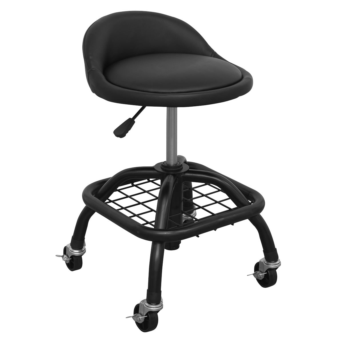 Premier Industrial Pneumatic Creeper Stool with Adjustable Height Swivel Seat & Back Rest SCR02B