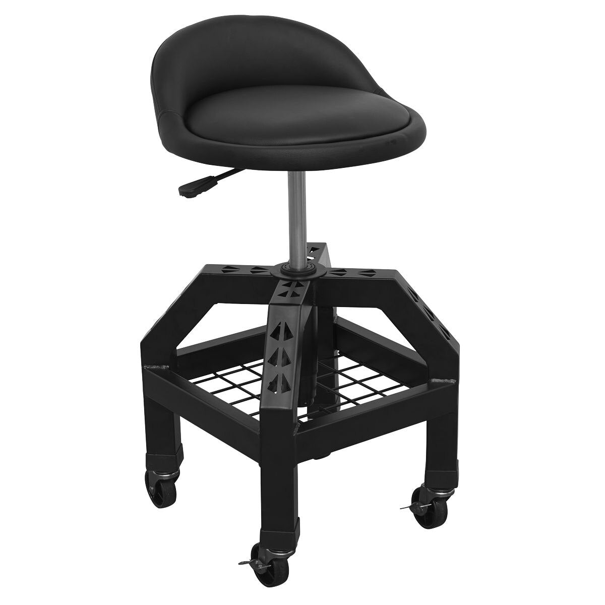 Sealey Premier Industrial Pneumatic Creeper Stool with Adjustable Height Swivel Seat & Back Rest - Image 4