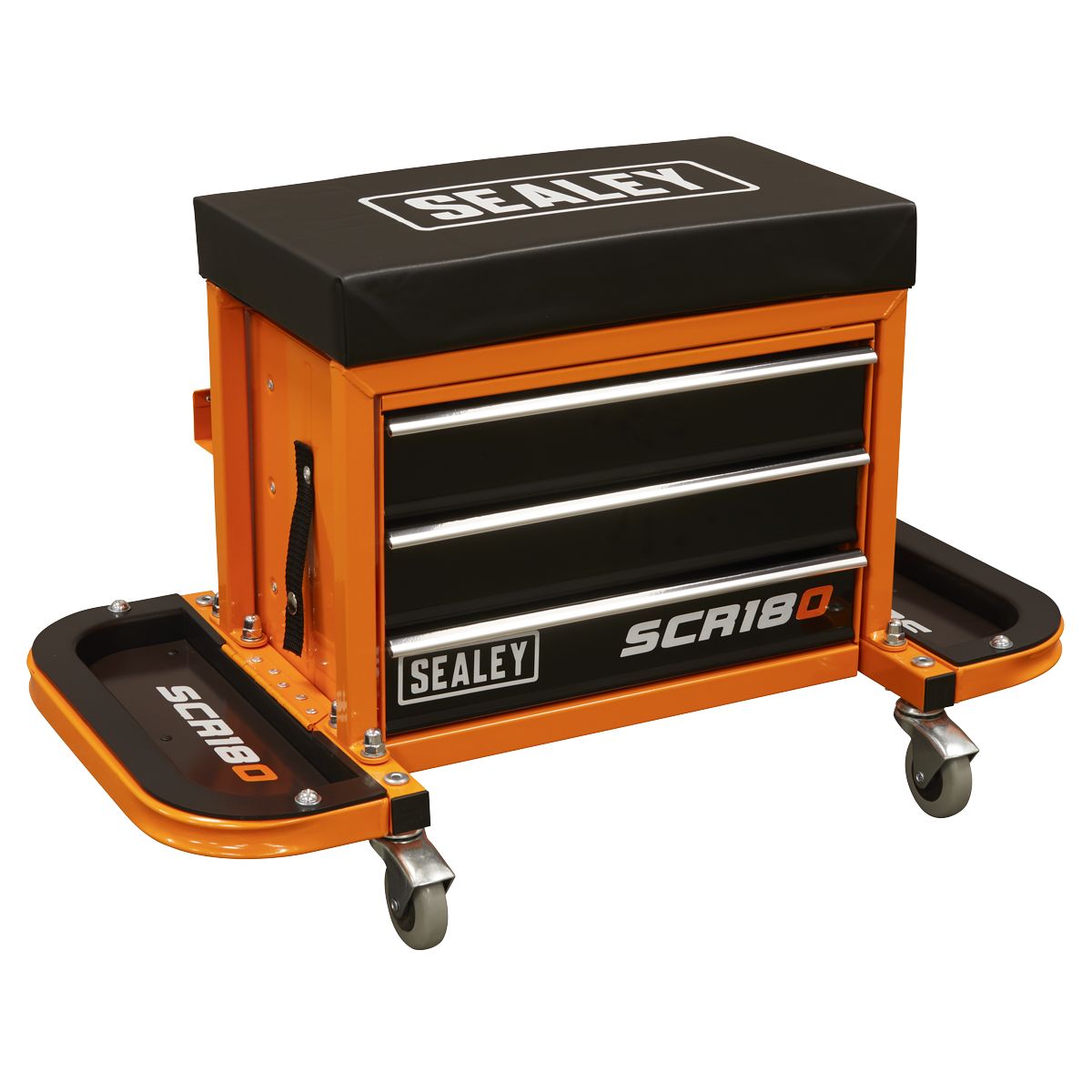 Sealey Mechanic's Utility Seat & Toolbox - Orange - Image 1