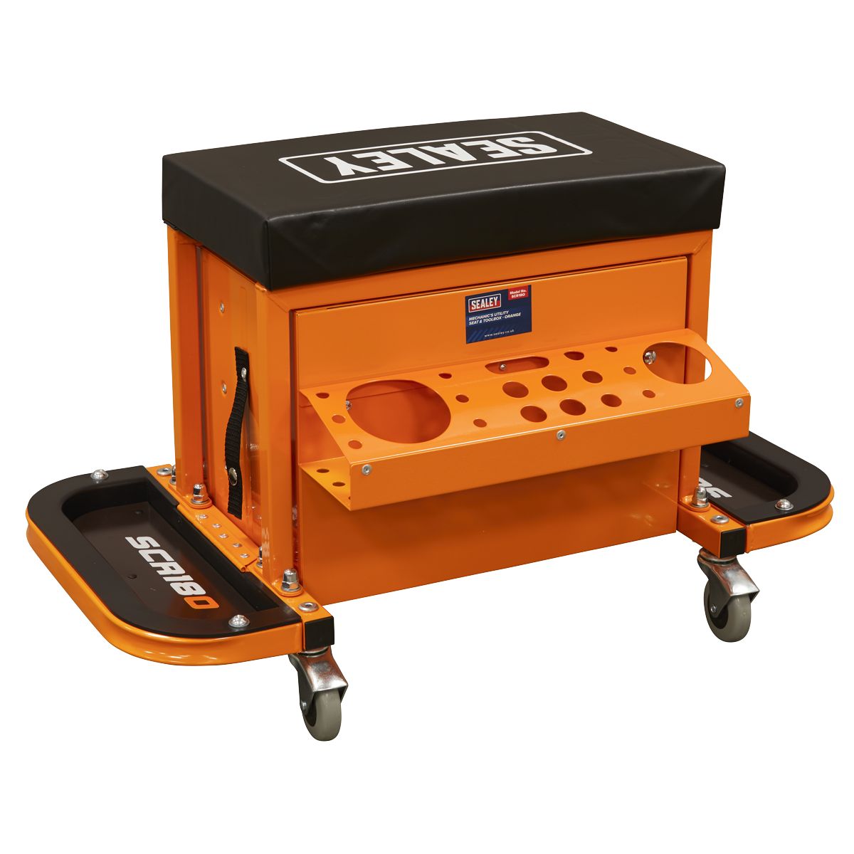 Sealey Mechanic's Utility Seat & Toolbox - Orange - Image 8