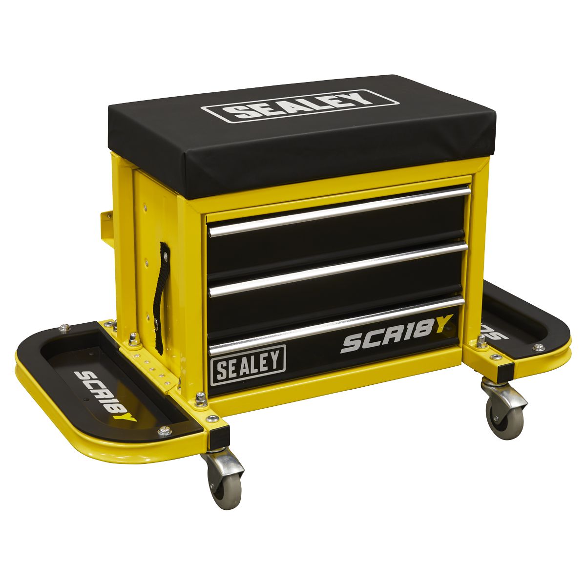 Sealey Mechanic's Utility Seat & Toolbox - Yellow - Image 1