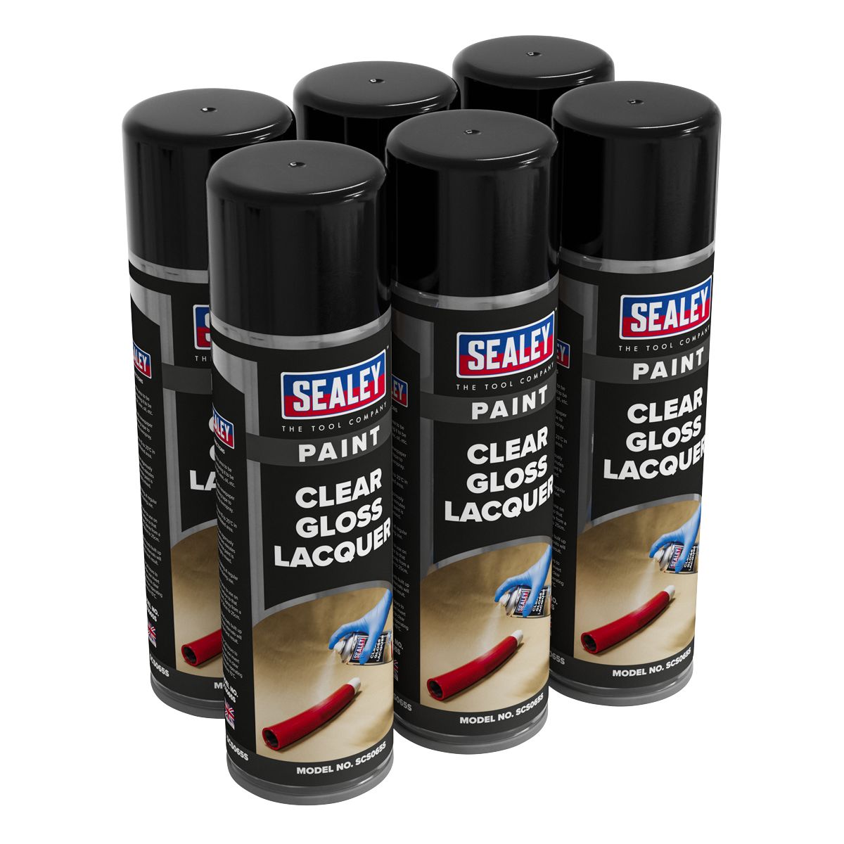 Sealey Gloss Lacquer 500ml, Clear - Pack of 6 - Image 2