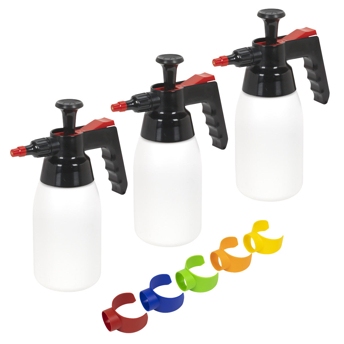 Sealey Premium Pressure Solvent Sprayers & Colour-Coded Caps Combo 1L SCSGCOMBO