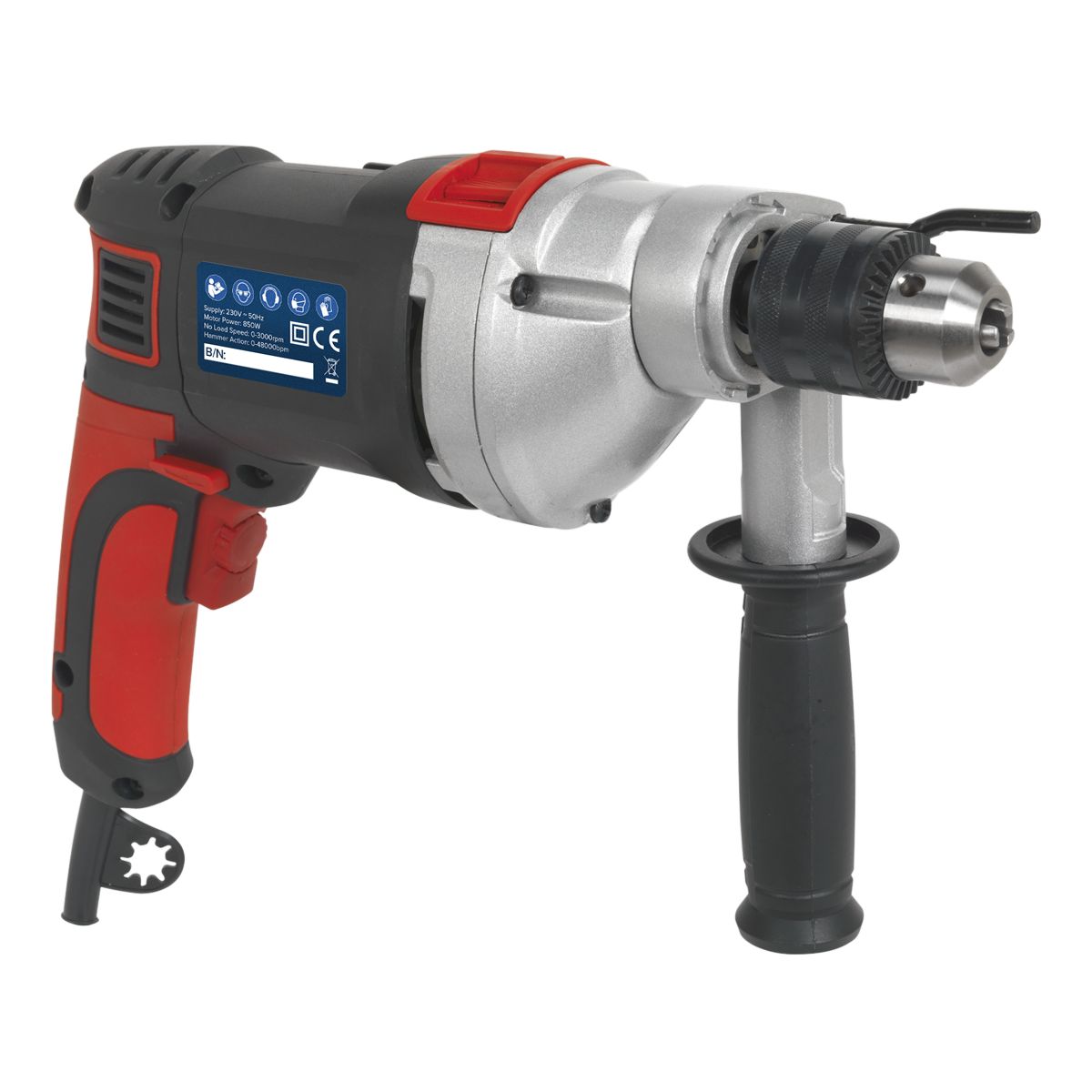 Sealey 13mm Variable Speed Hammer Drill with Reverse 850W/230V - Image 2