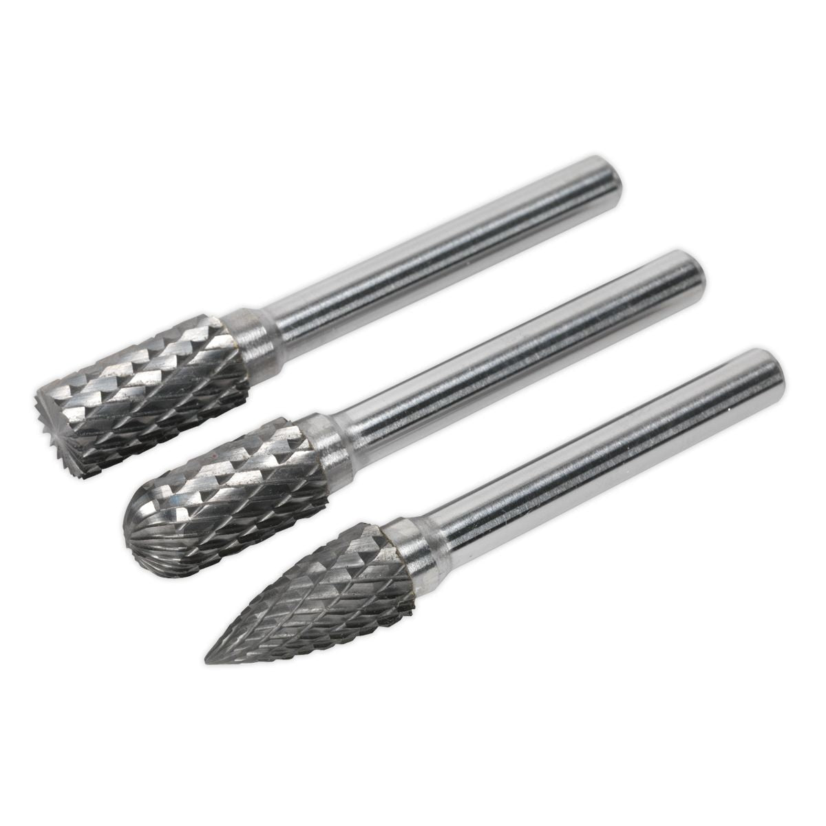 Sealey Tungsten Carbide Rotary Burr Set 3pc - Image 1