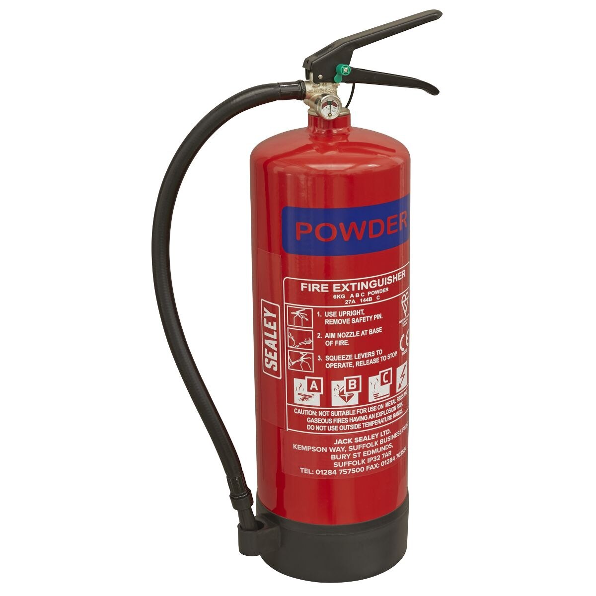 Sealey Dry Powder Fire Extinguisher 6kg - Image 1