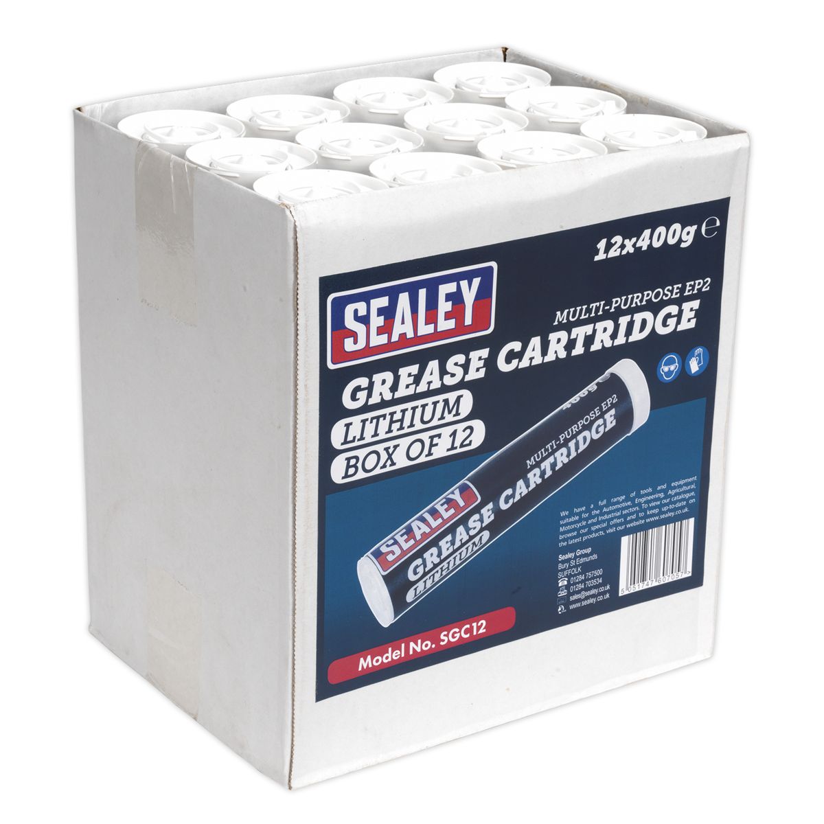 Sealey EP2 Lithium Grease Cartridge 400g - Pack of 12 - Image 1