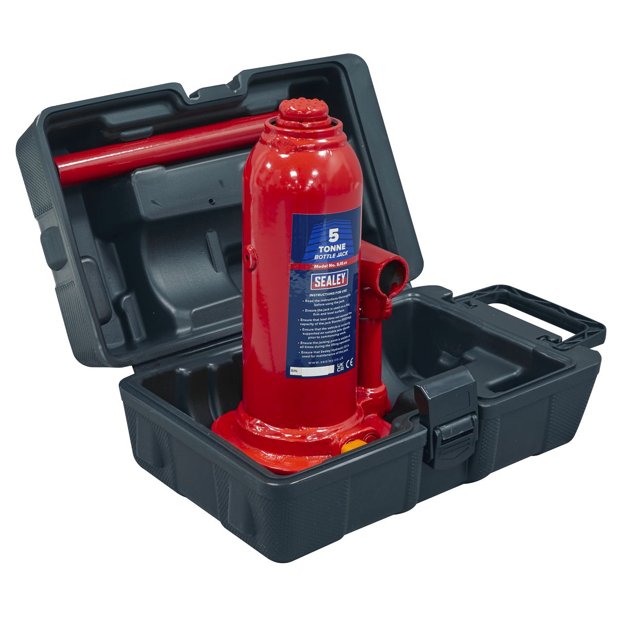 Sealey Bottle Jack 5 Tonne with Storage Case - Image 1