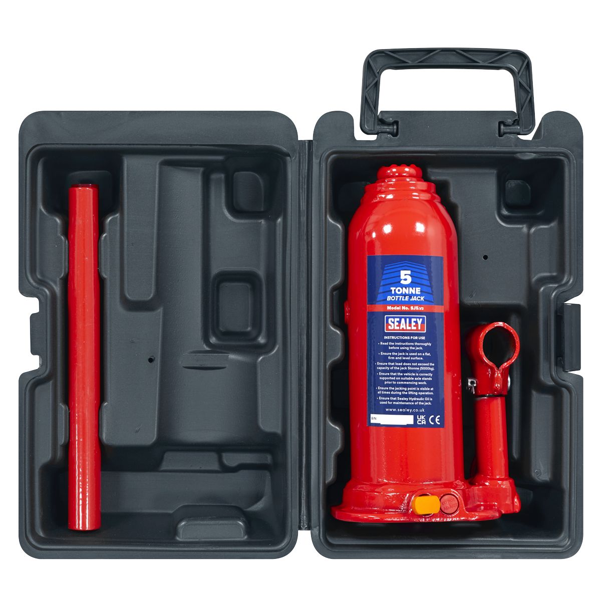 Sealey Bottle Jack 5 Tonne with Storage Case - Image 3