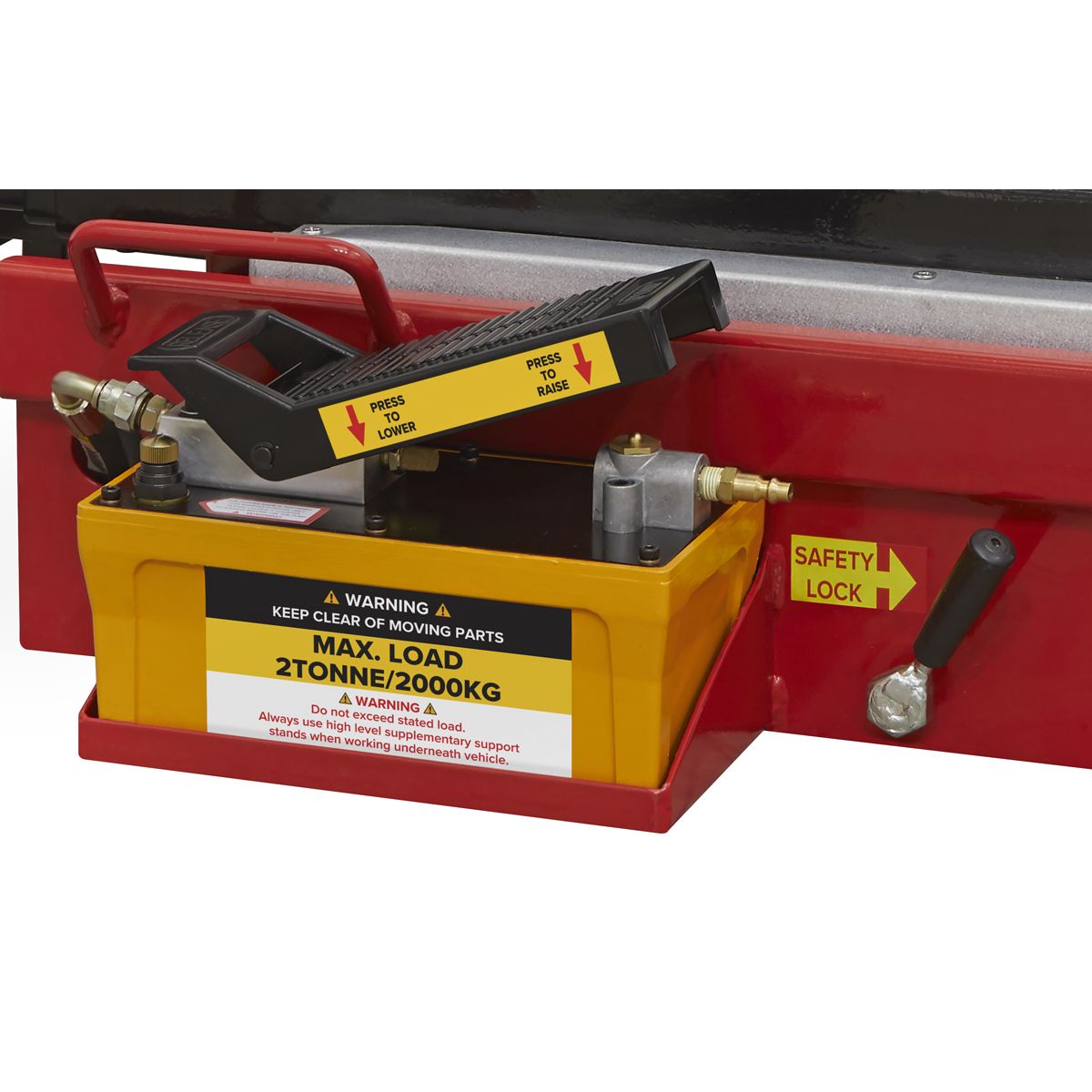Sealey Air Jacking Beam 2 Tonne with Arm Extenders & Flat Roller Supports - Image 2
