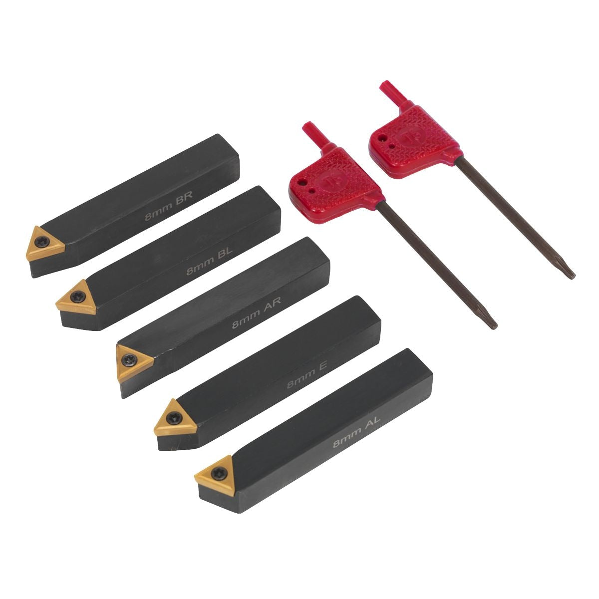 Sealey Indexable Lathe Turning Tool Set 8mm 5pc - Image 1