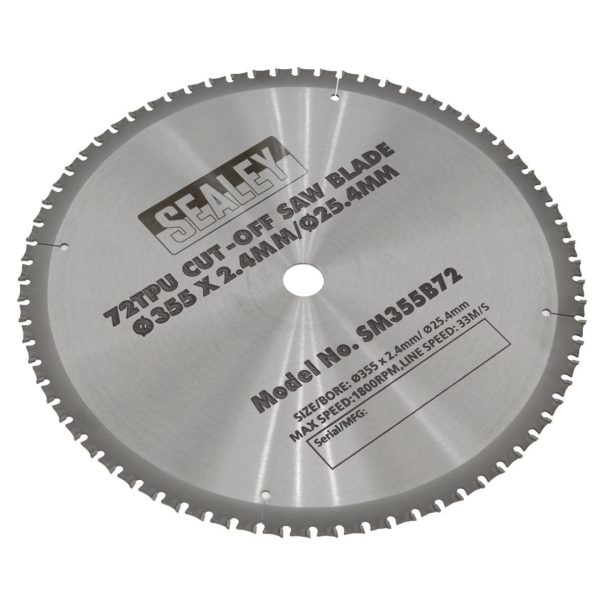 Sealey 72tpu Cut-Off Saw Blade √ò355 x 2.4mm/√ò25.4mm - Image 1