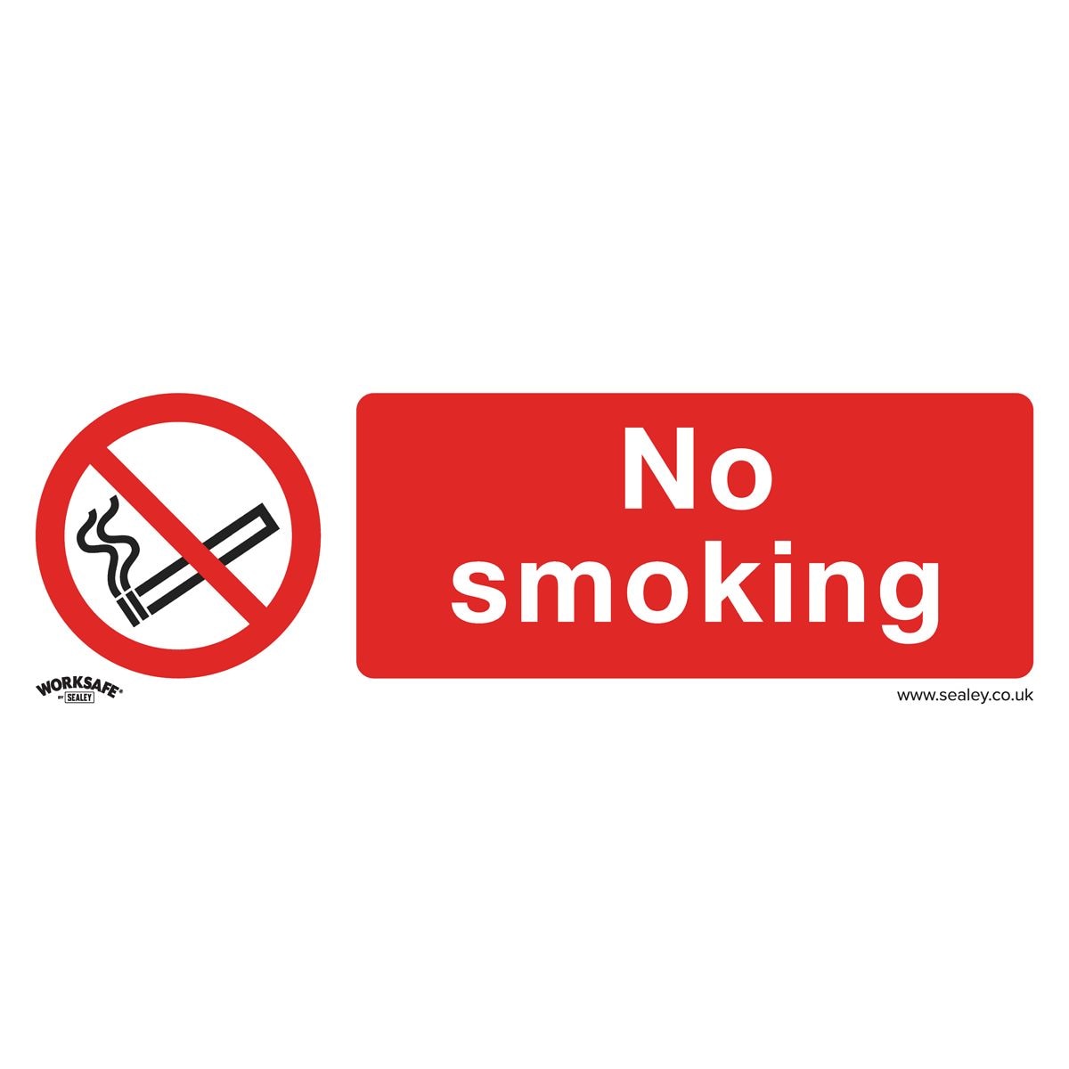 Sealey Worksafe No Smoking Safety Sign, Rigid Plastic - Pack of 10 - SS13P10