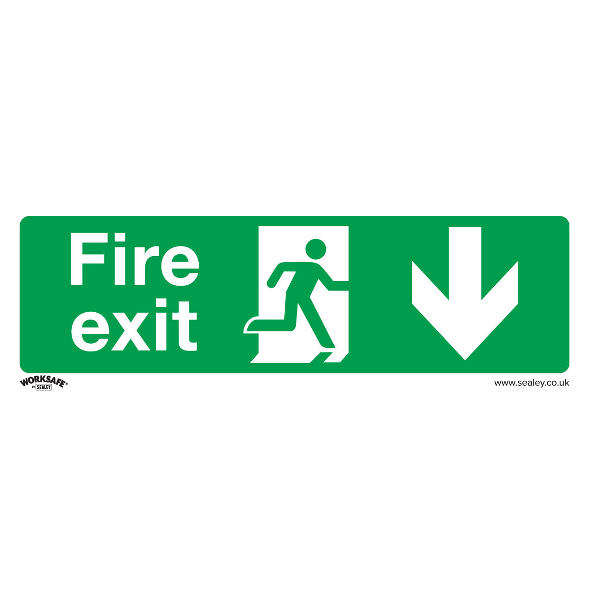 Worksafe Fire Exit (Down) Safety Sign, Rigid Plastic - Pack of 10 SS22P10