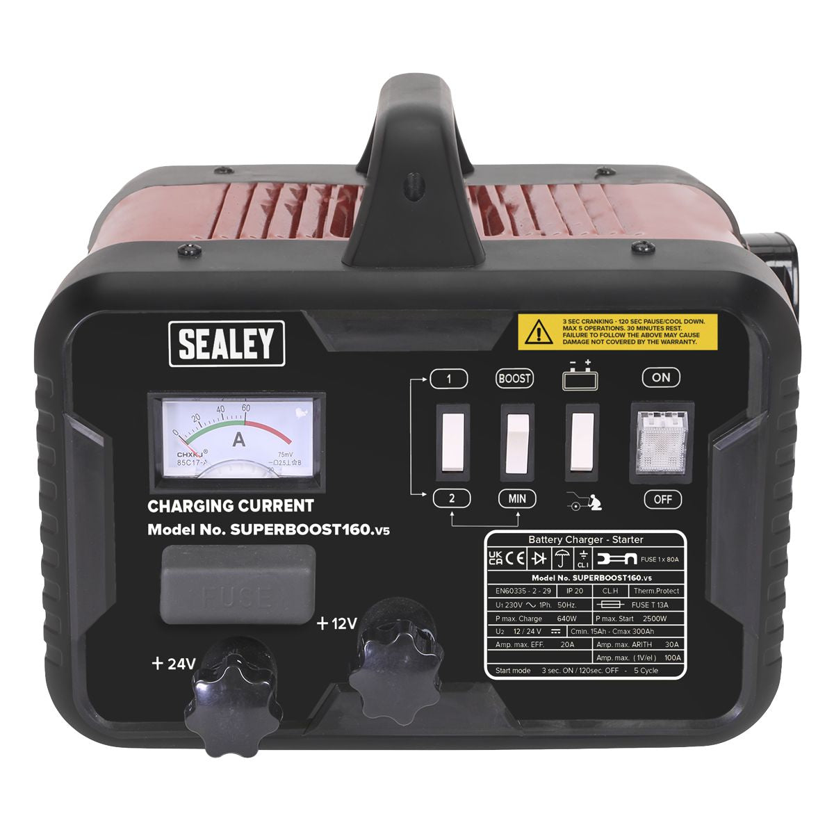 Sealey 12/24V Starter/Charger 160/30Amp 230V - Image 2