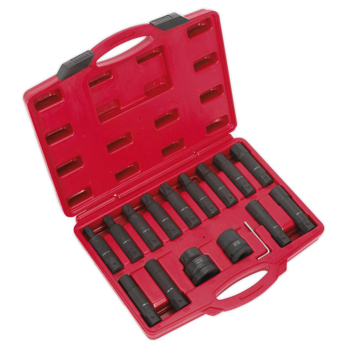 Sealey Impact Hex, TRX-Star* & TRX-Star* Female Socket Bit Set 3/4" & 1"Sq Drive 16pc - Image 1