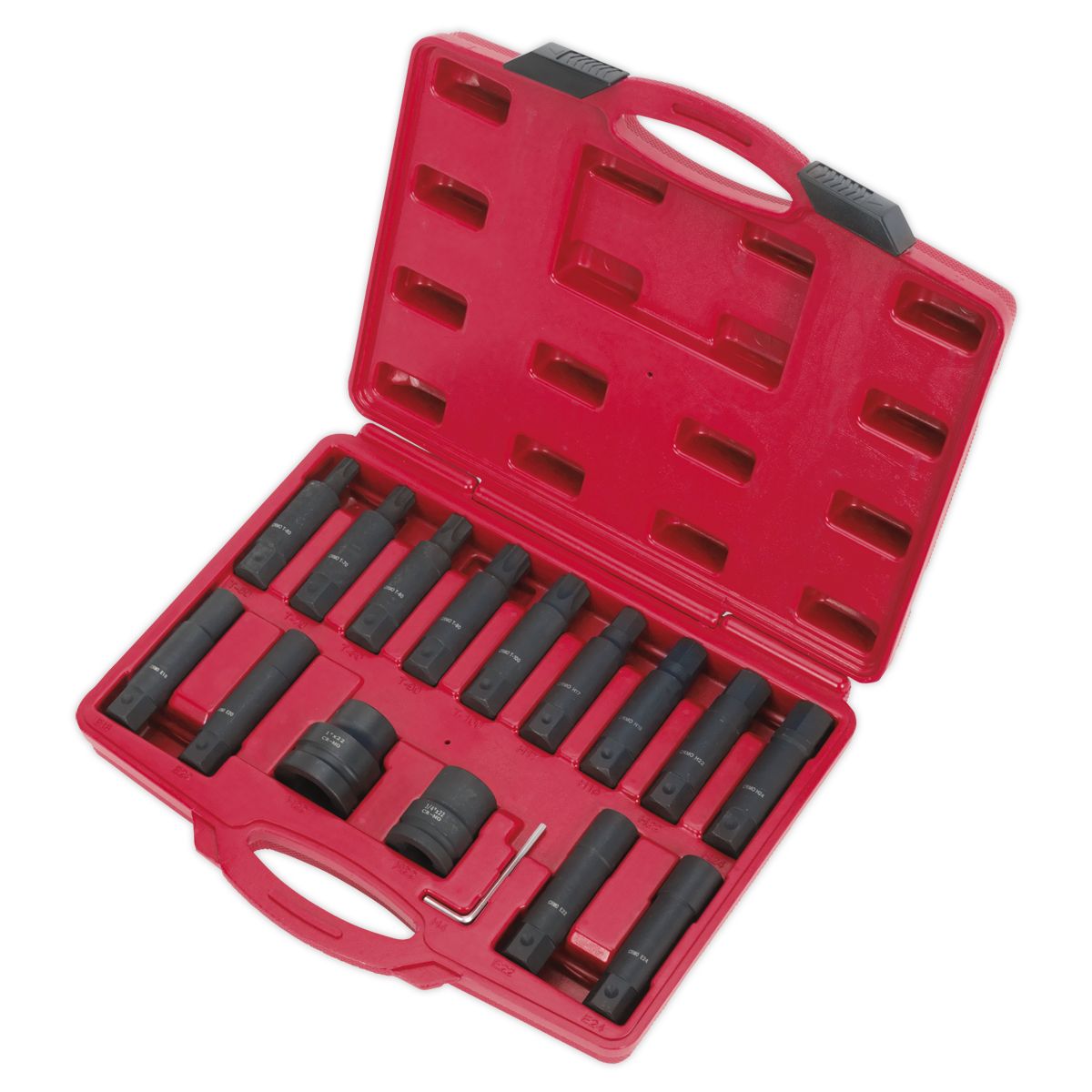Sealey Impact Hex, TRX-Star* & TRX-Star* Female Socket Bit Set 3/4" & 1"Sq Drive 16pc - Image 2