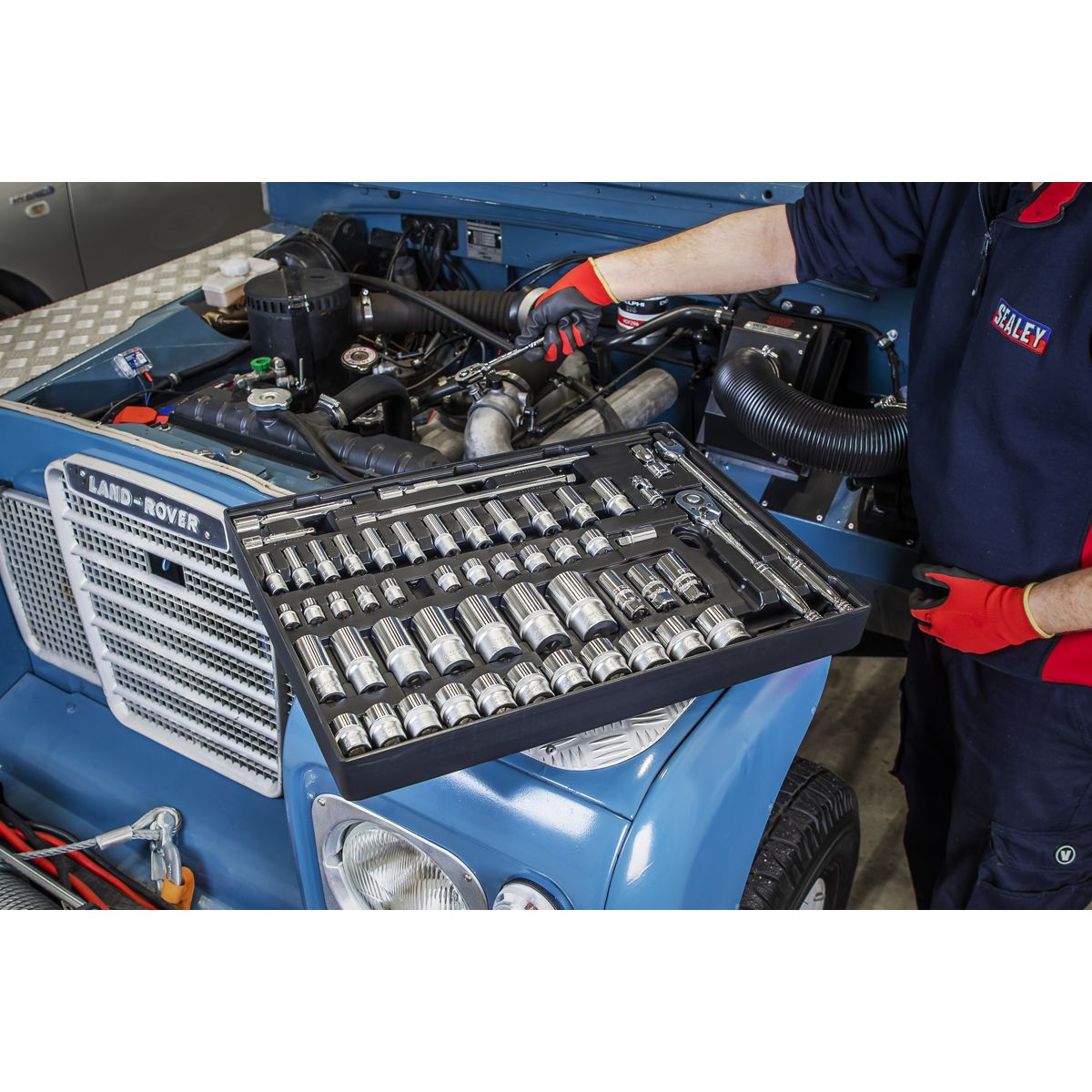 Sealey Premier Socket Set with Tool Tray 3/8" & 1/2"Sq Drive 55pc - Image 4