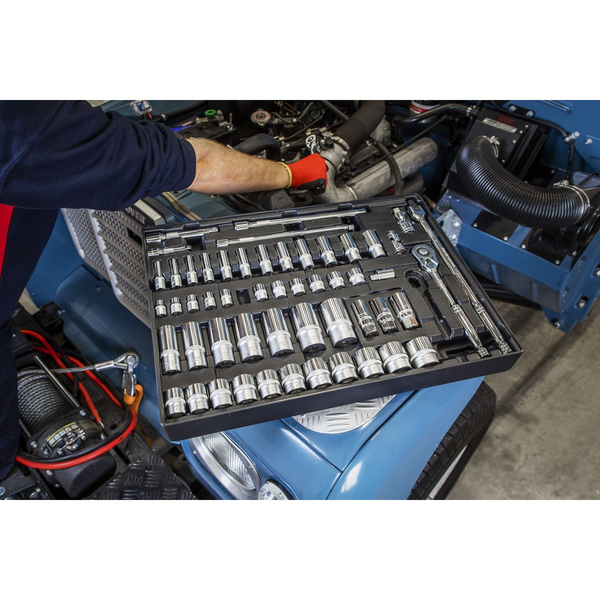 Sealey Premier Socket Set with Tool Tray 3/8" & 1/2"Sq Drive 55pc - Image 5
