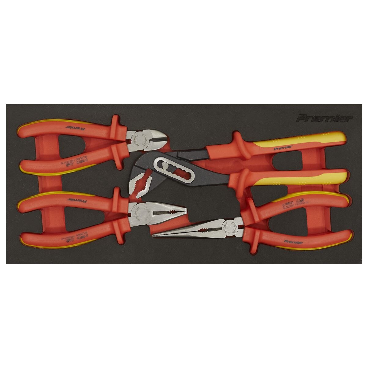 Sealey Premier Insulated Pliers Set with Tool Tray 4pc - VDE Approved - Image 6