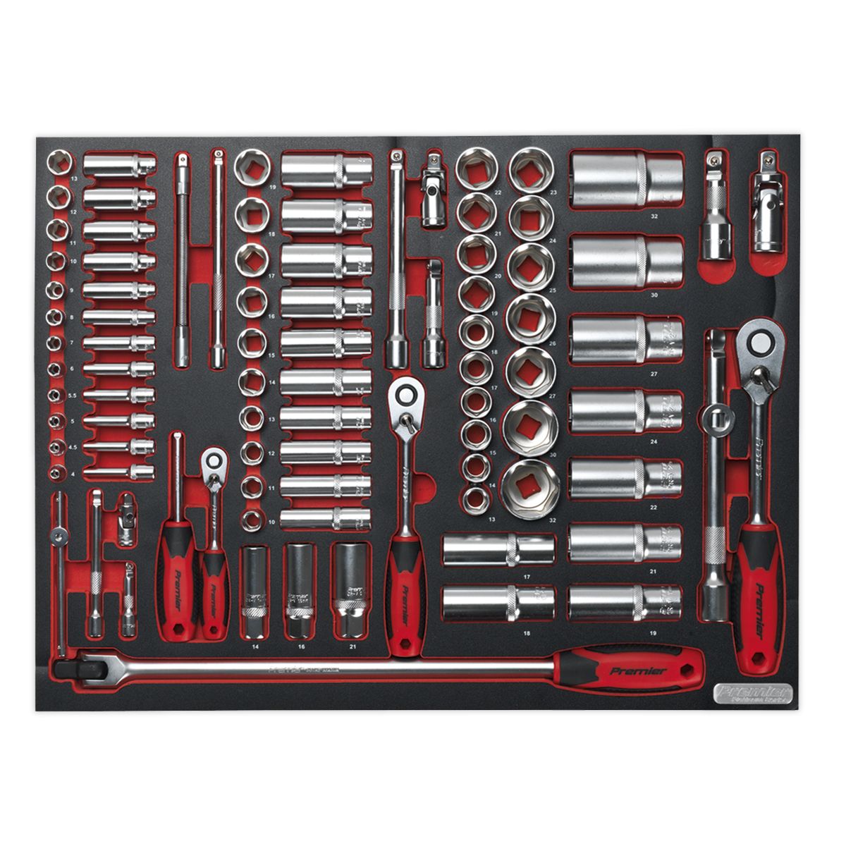 Sealey Premier Platinum Socket Set with Tool Tray 1/4", 3/8" & 1/2"Sq Drive 91pc - Image 3