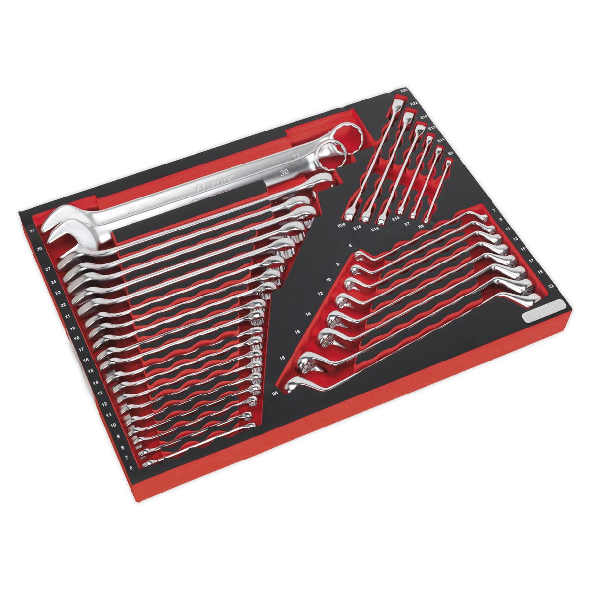 Sealey Premier Platinum Spanner Set with Tool Tray 35pc - Image 1