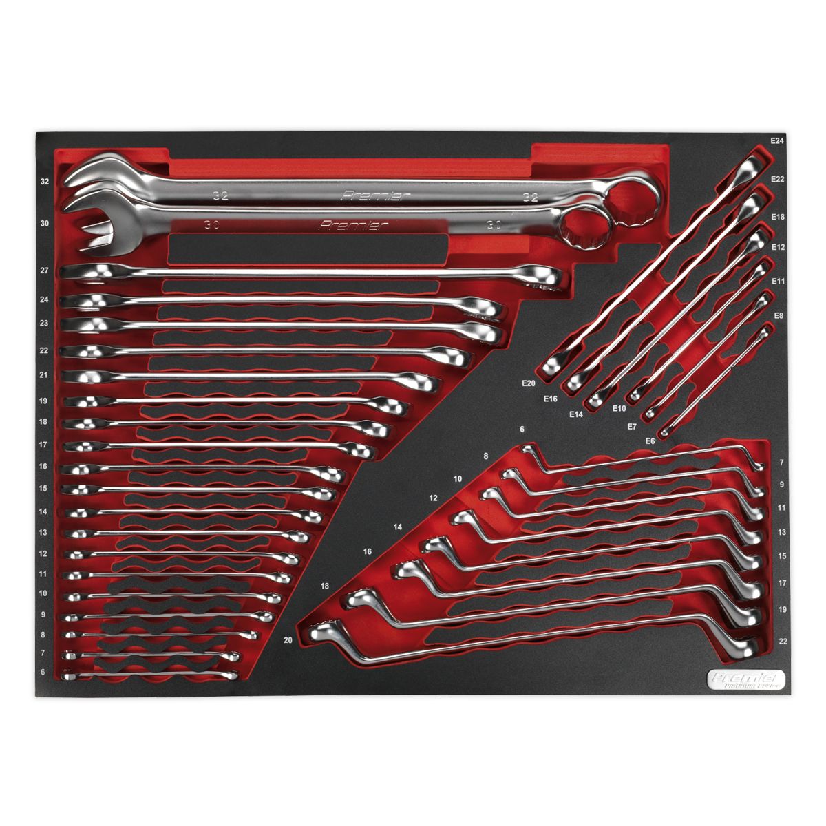 Sealey Premier Platinum Spanner Set with Tool Tray 35pc - Image 3