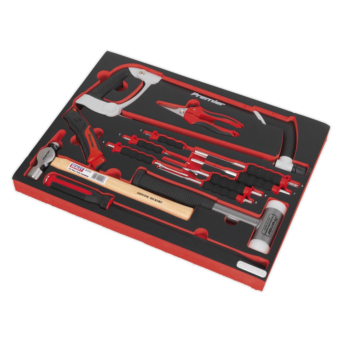 Sealey Premier Platinum Hacksaw, Hammers & Punch Kit with Tool Tray 13pc - Image 2