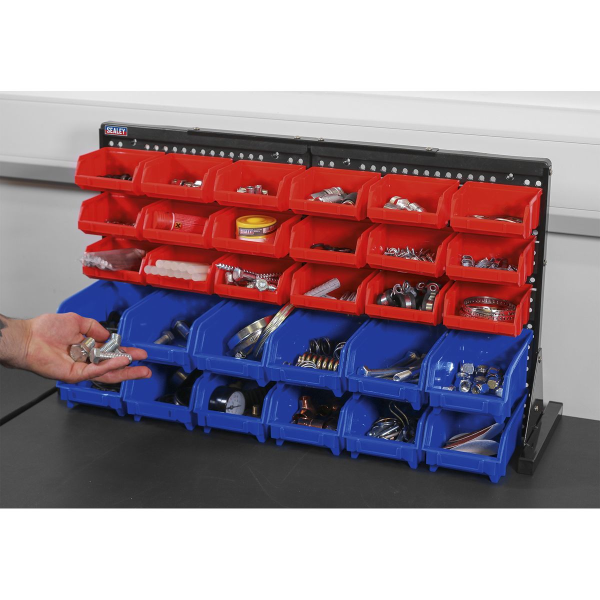 Sealey Bench Mounting Bin Storage System with 30 Bins - Image 7