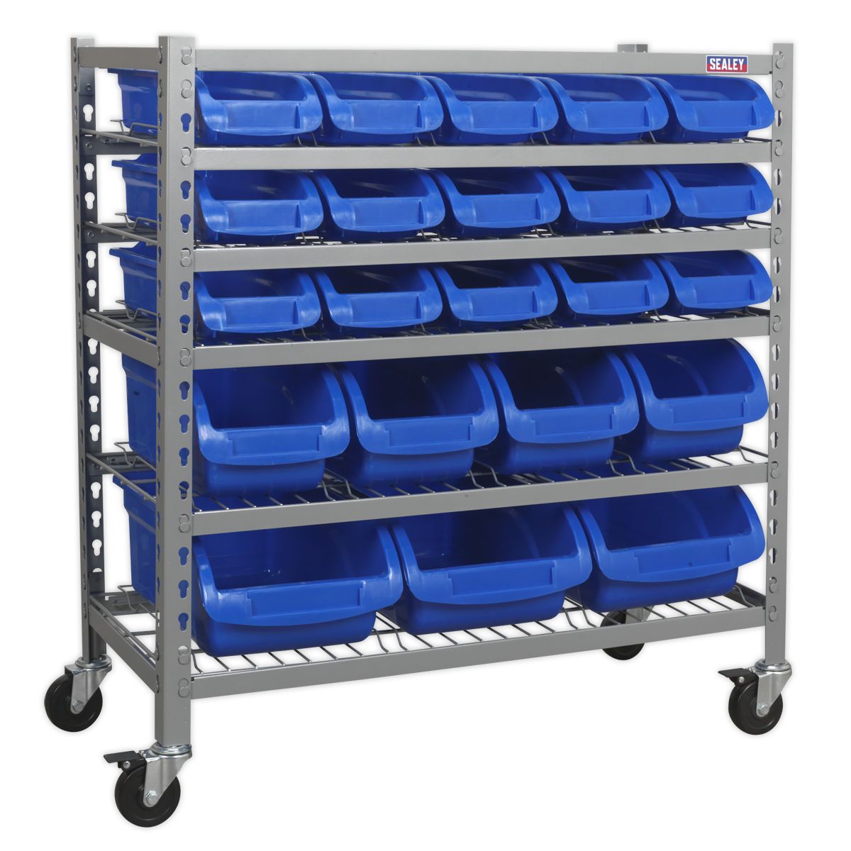 Sealey Mobile Bin Storage System with 22 Bins - Image 1