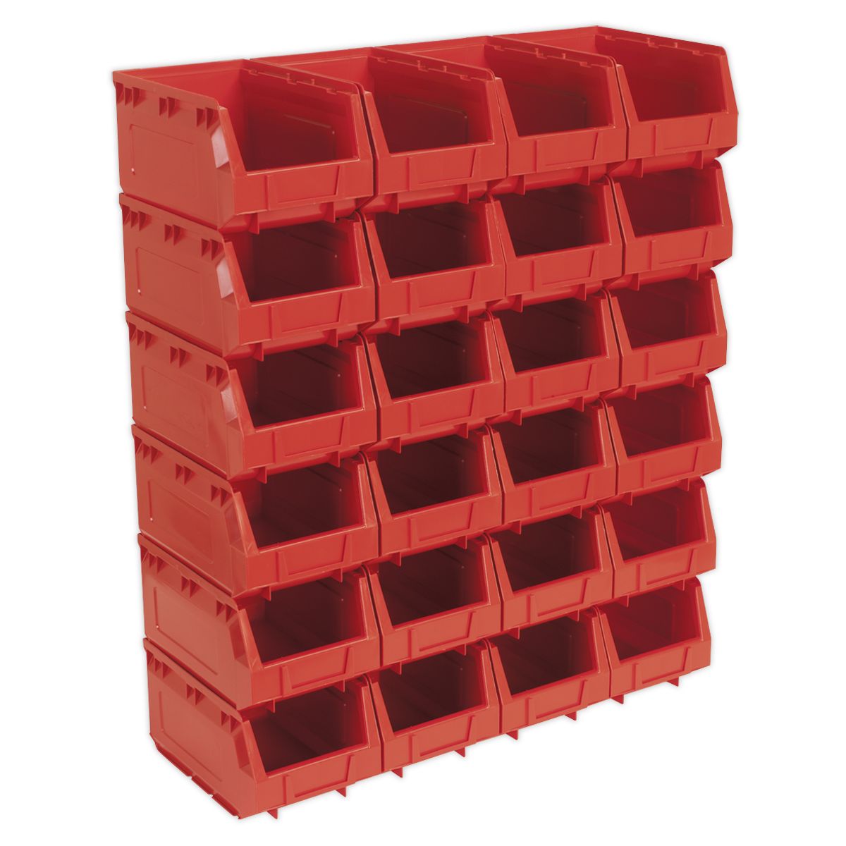 Sealey Plastic Storage Bin 150 x 240 x 130mm, Red - Pack of 24 - Image 1