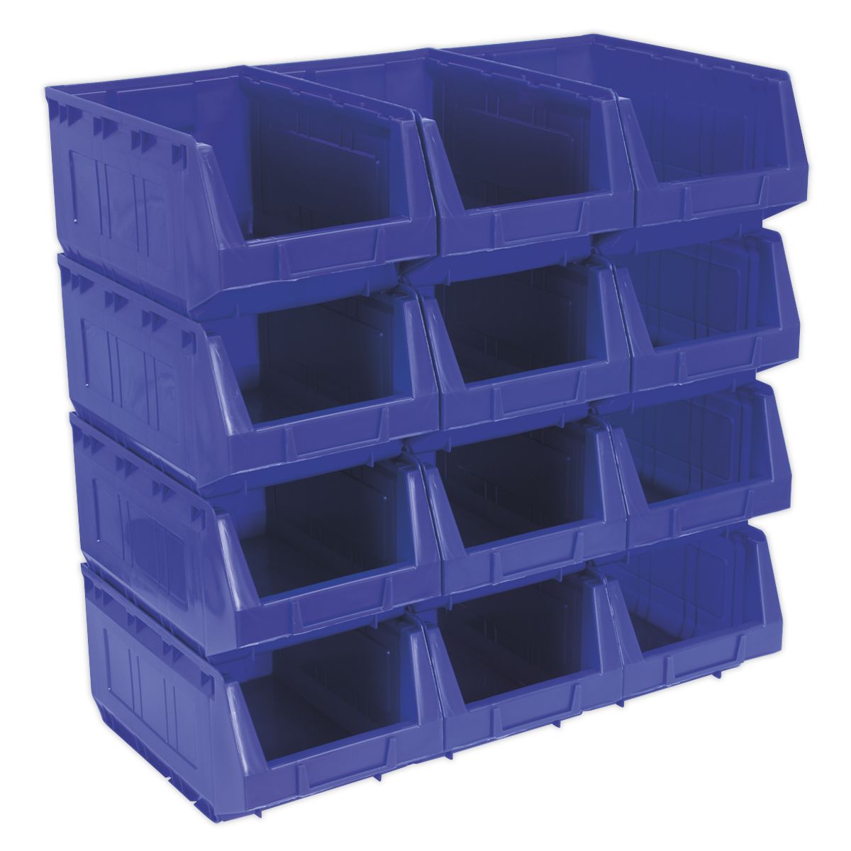 Sealey Plastic Storage Bin 210 x 355 x 165mm, Blue - Pack of 12 - Image 1