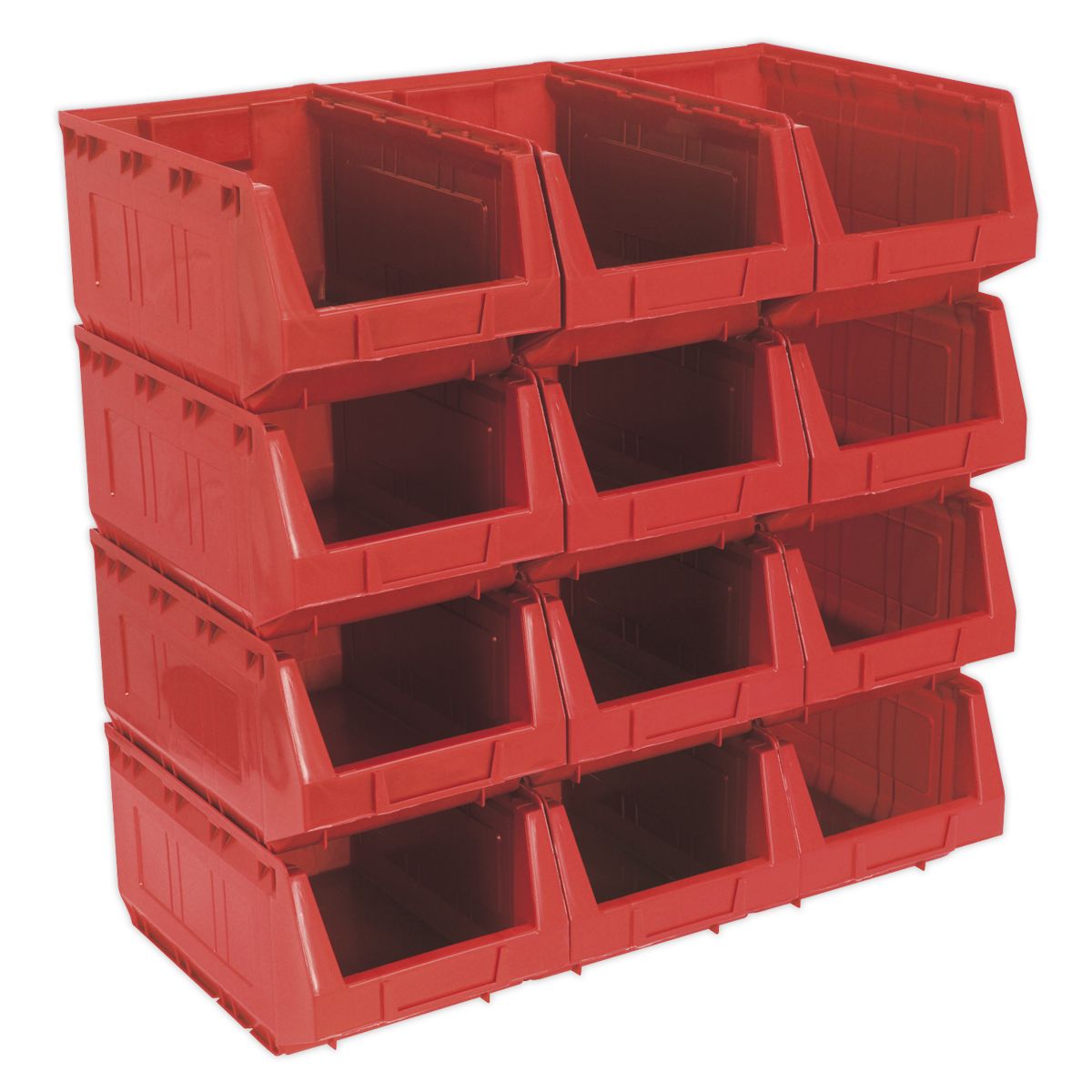 Sealey Plastic Storage Bin 210 x 355 x 165mm, Red - Pack of 12 - Image 1