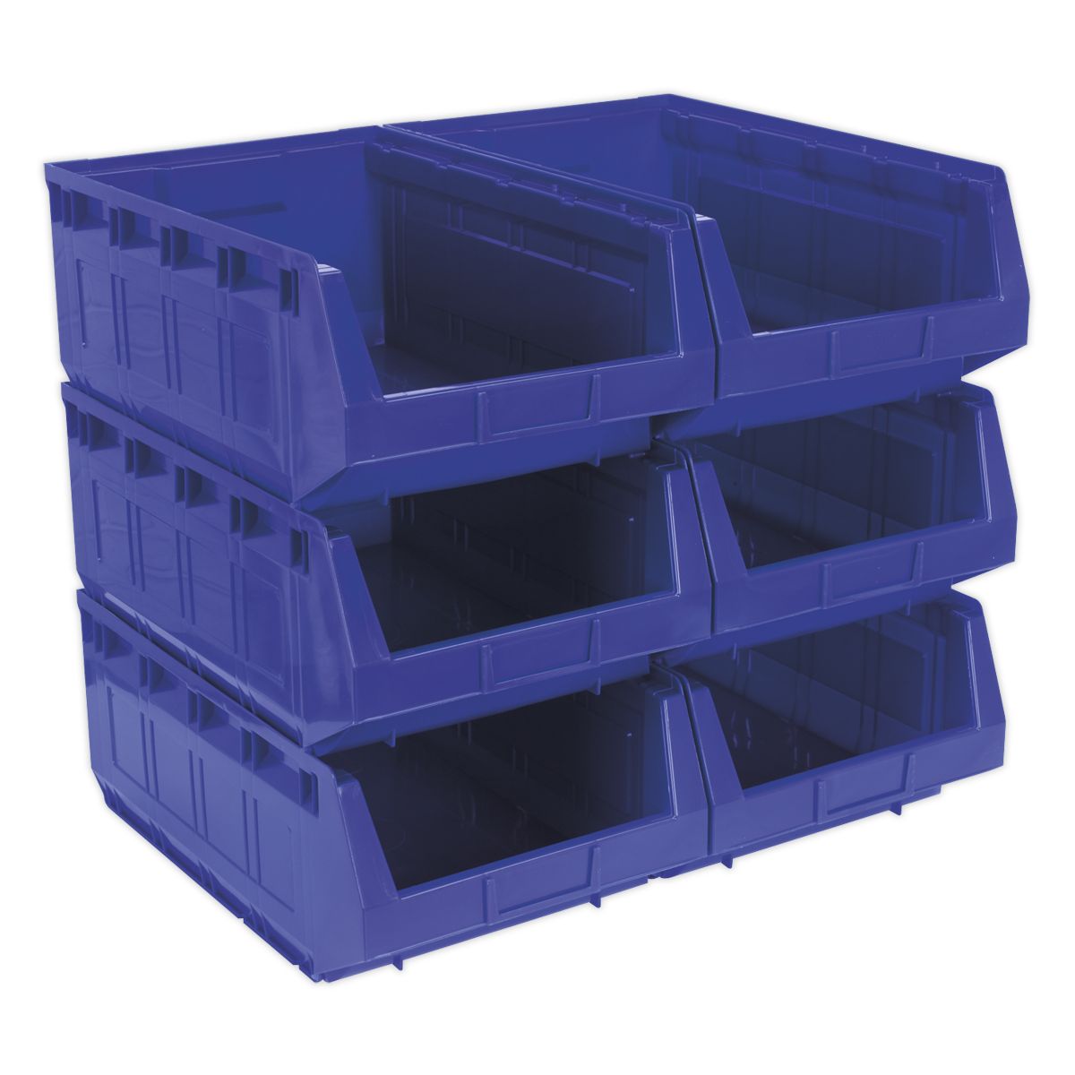 Sealey Plastic Storage Bin 310 x 500 x 190mm, Blue - Pack of 6 - Image 1