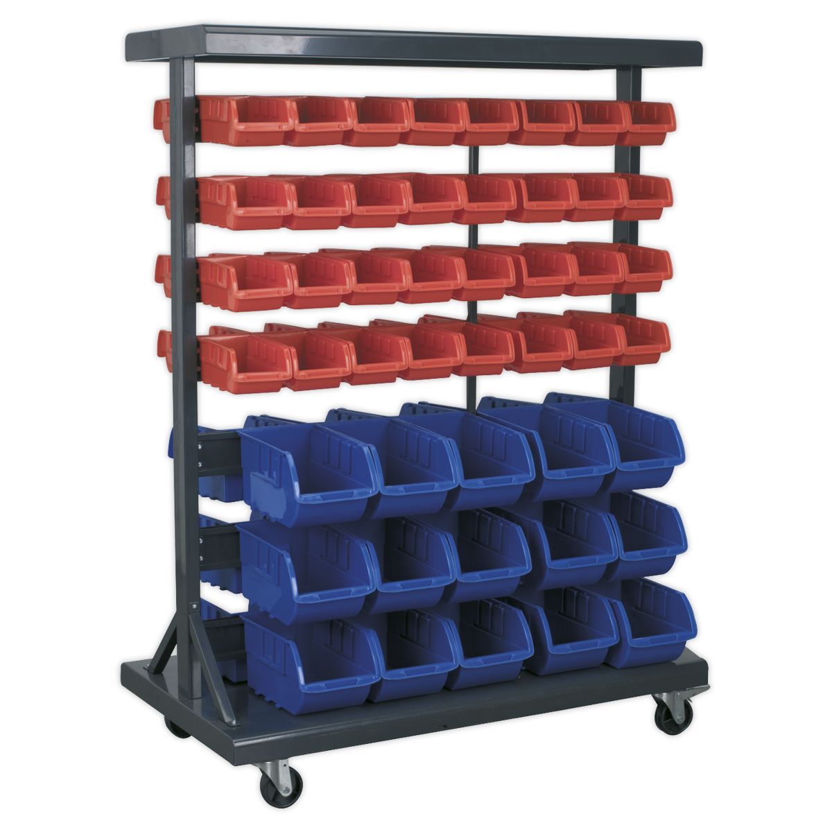Sealey Mobile Bin Storage System with 94 Bins - Image 1
