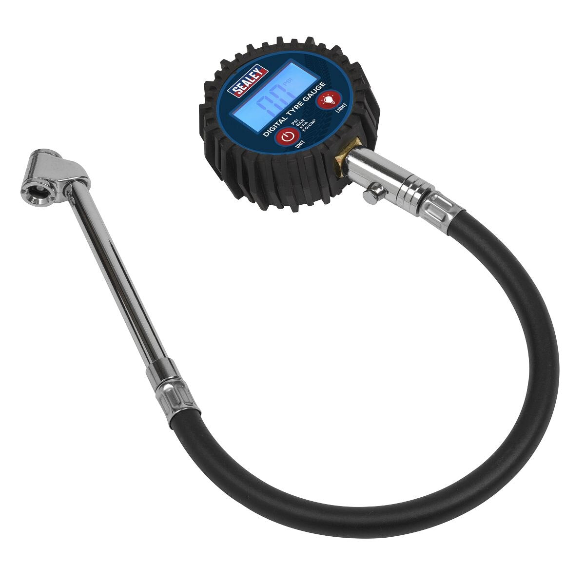 Sealey Digital Tyre Pressure Gauge with Twin Push-On Connector - Image 5