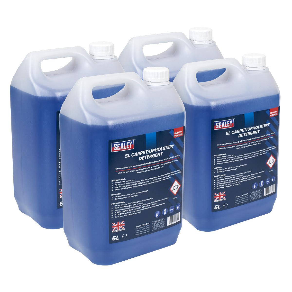 Sealey Carpet/Upholstery Detergent 5L - Pack of 4 VMR925