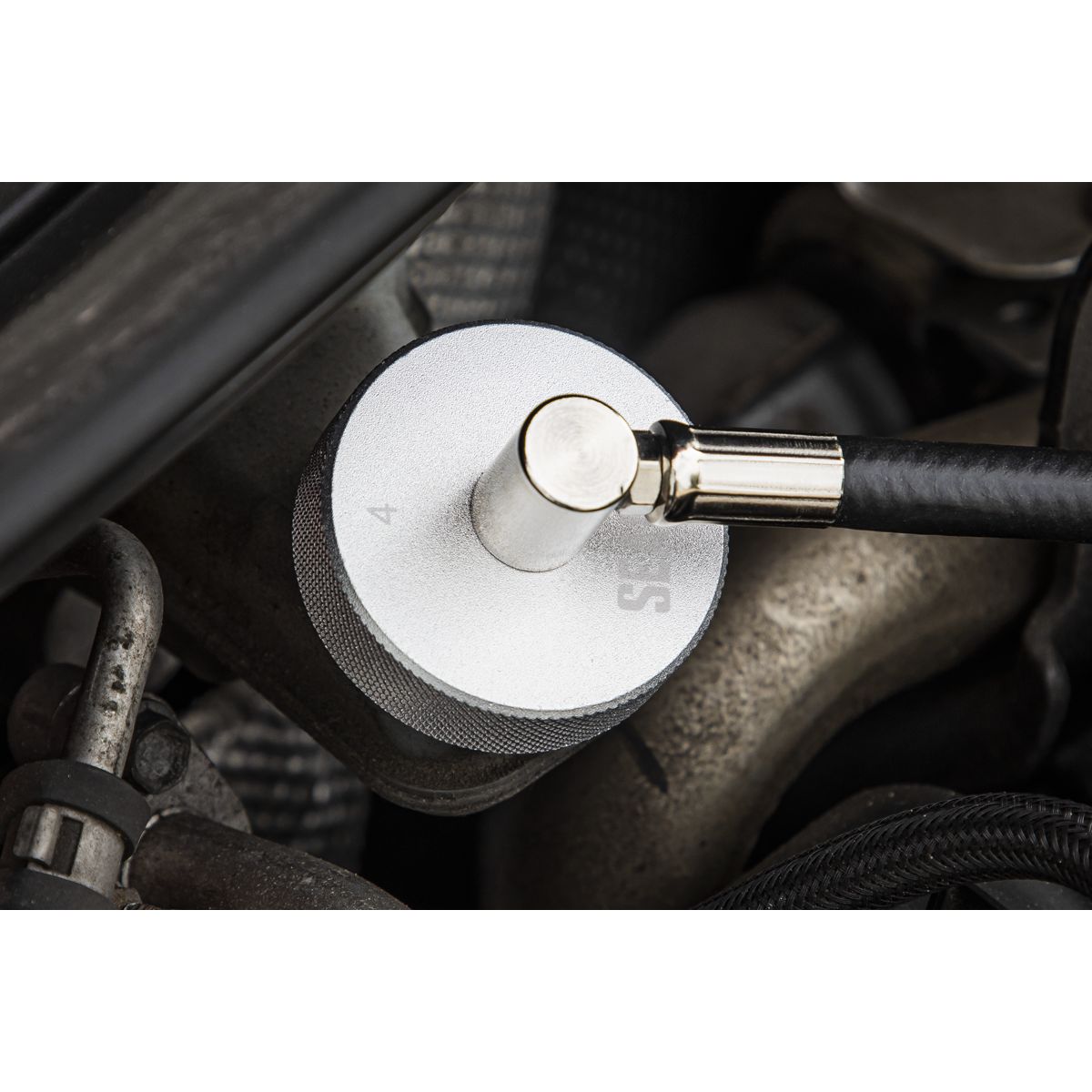 Sealey Brake Pressure Bleeder Cap 45mm & Connector With Hose 90¬° - Image 5