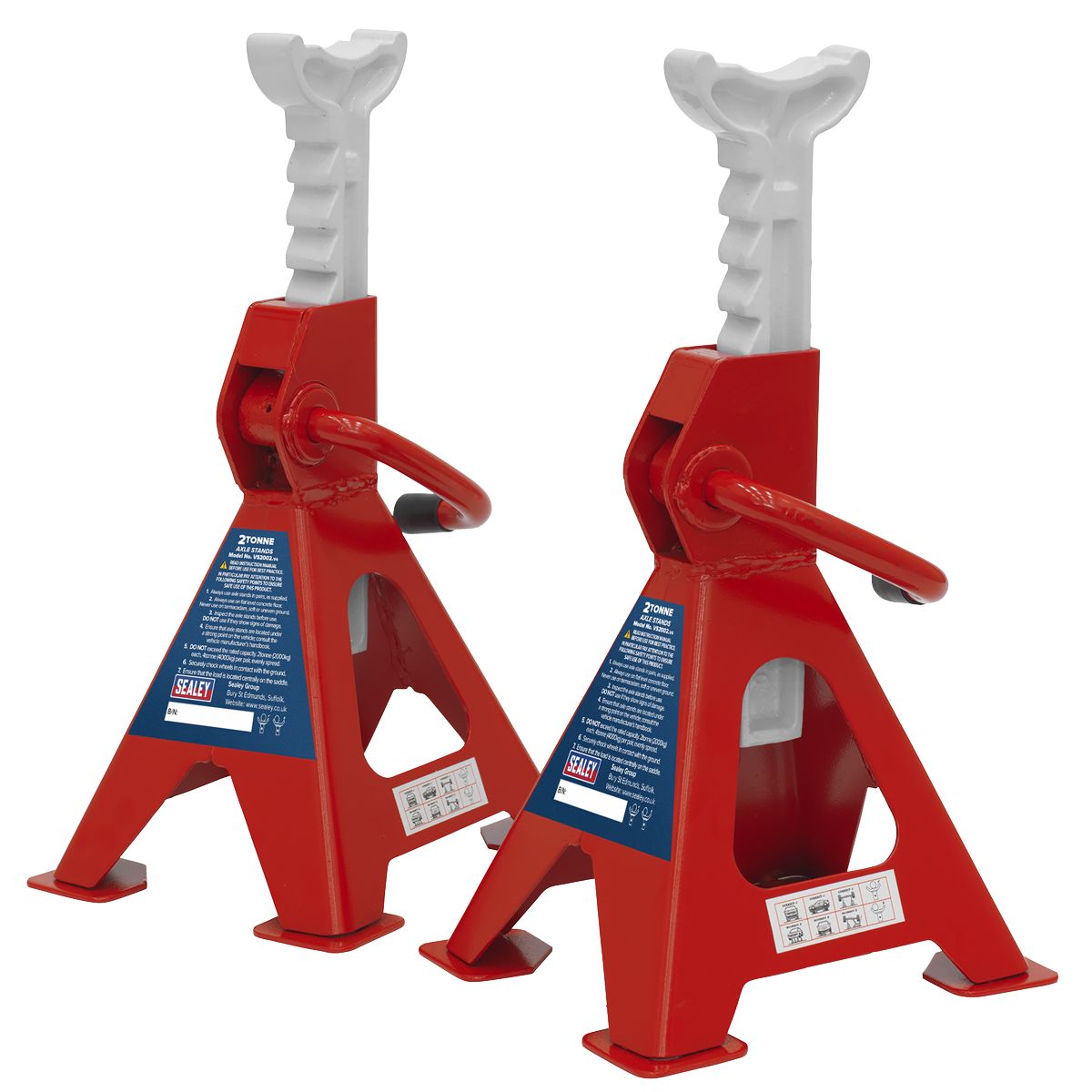 Sealey Ratchet Type Axle Stands (Pair) 2 Tonne Capacity per Stand - Image 3