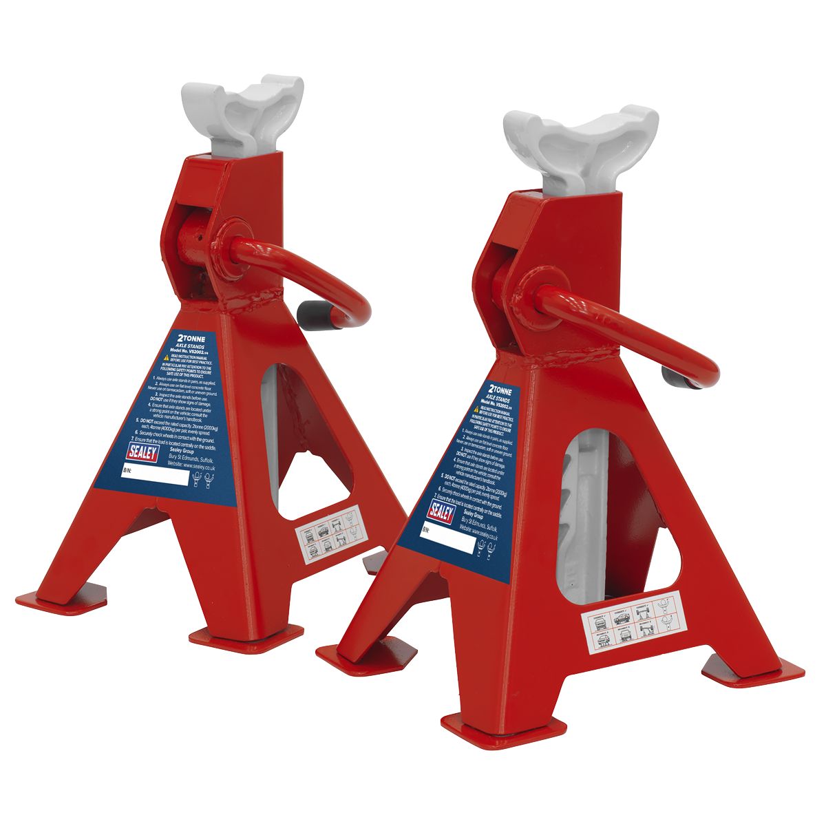 Sealey Ratchet Type Axle Stands (Pair) 2 Tonne Capacity per Stand - Image 5